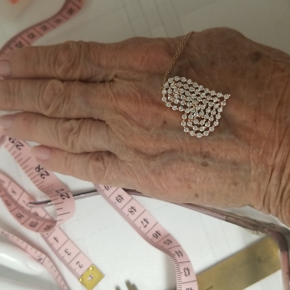 PENDANT W/CHAIN ♥️Rose Gold over 925 SS.Diamond Simulants NWOT J#45 - Picture 5 of 5